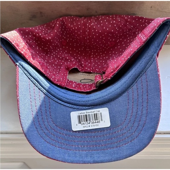Womens Polka Dot Red Baseball Cap Adjustable Hat - Picture 4 of 5